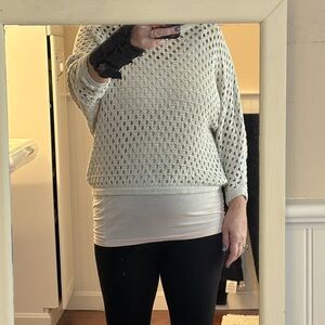 CAbi Women's Cream Open-Knit Sweater